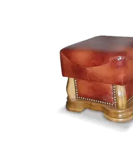 Taburetky PYKA Cheverny kožená taburetka drevo D3 / hnedá (S41)