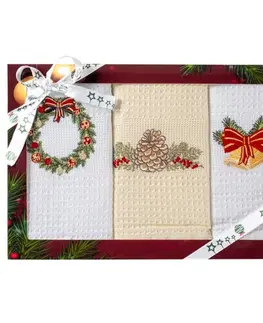 Bytový textil Kuchynské utierky kpl. 3 ks 50x70 cm biely/krémový