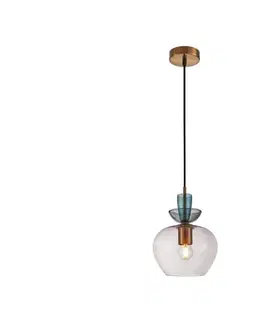 Svietidlá  PND-31882-1-GD-PK - Závesný luster na lanku FANDA 1xE27/40W/230V zlatá/zadymená sivá PND-31882-1-GD-PK