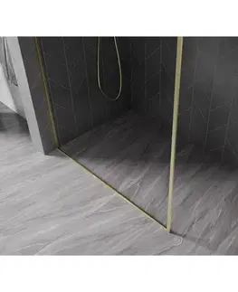 Sprchové dvere MEXEN/S - Kyoto-XF Sprchová zástena WALK-IN s rámom 50 x 202, transparent 10 mm, zlato kefovaná 800-050-104-55-00-X