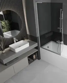 Sprchové dvere MEXEN/S - Next L vaňová zástena FIX 90 x 150, grafit, biela 895-090-000-03-40-20