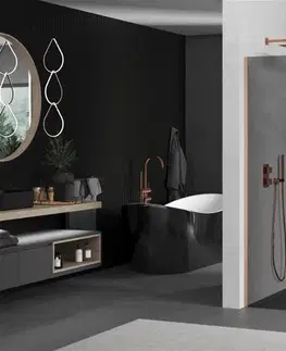 Sprchové dvere MEXEN/S - Kioto Sprchová zástena WALK-IN 120 x 200, grafit 8 mm, meď kartáčovaná 800-120-101-65-40
