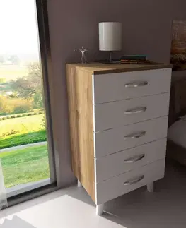 Komody a skrinky LEMRE úzka komoda, biela/orech