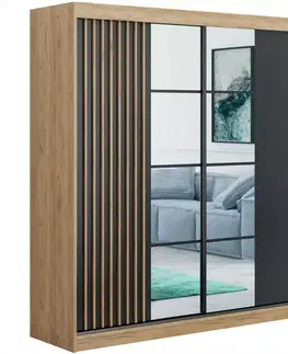 Šatníkové skrine Skriňa Larysa 203 čierne / craft zlatá