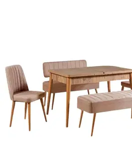 Jedálenské sety Jedálenský set s rozkladacím stolom a stoličkami (5 kusov) Vina 0900 - 4 - Atlantic, Stone