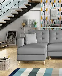 Sedacie súpravy NABBI Aveza L/P rohová sedačka s rozkladom a úložným priestorom sivá (Soft 29)