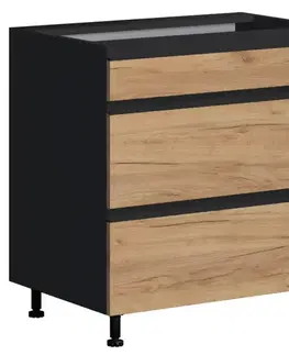 Kuchynské skrinky stojace Kuchynská skrinka Brick D80 3SZ čierna/craft