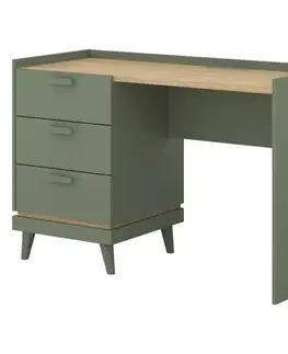 Moderné kancelárske stoly Písací stôl Scandi 03 Dub olej/zelený