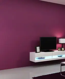 TV stolíky CAMA MEBLE Vigo New 140 tv stolík na stenu biela / biely lesk