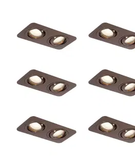 Zapustené svietidlá Sada 6 zaoblených zapustených bodových svetiel tmavý bronz GU10 50 mm otočné a naklápacie IP44 2-svetlá - Alberto