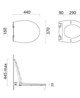 Záchody GSI - MODO WC sedátko, Soft Close, Quick Release, čierna mat/chórm MS98C26