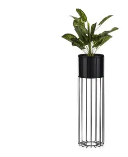 Stojany na kvetiny HowHomely Kovový kvetináč LOFT 70x20 cm čierna HH-ML-01-B