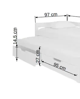 Postele NABBI Filis detská posteľ s prístelkou 90x200 cm biela / sivá