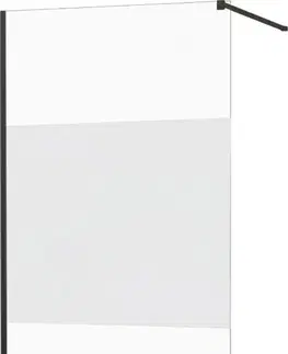 Sprchové dvere MEXEN/S - KIOTO Sprchová zástena WALK-IN 070x200 cm 8 mm, čierna, Transparent / matné sklo 800-070-101-70-35