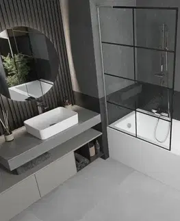 Sprchové dvere MEXEN/S - Next L vaňová zástena FIX 100 x 150, čierna vzor, nikel kartáčovaná 895-100-000-03-77-97