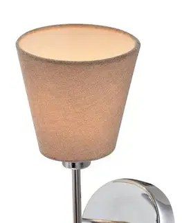 Nástenné svetlá Chrómová nástenná lampa s kužeľovým tienidlom z látky E14 Vox