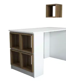 Písacie stoly Písací stôl Box - White, Walnut