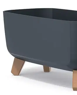 Kvetináče a truhlíky NABBI DGCL400 plastový kvetináč na nožičkách 39 cm antracit