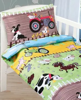 Obliečky Bellatex Detské bavlnené obliečky do postieľky Agáta Farma, 90 x 135 cm, 45 x 60 cm, 90 x 135 cm, 45 x 60 cm