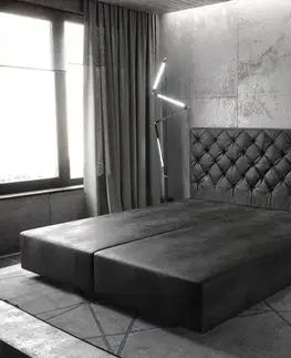 Rámy postelí DELIFE Boxspring posteľ Dream-Great 180x200 cm mikrovlákno antracitová vintage