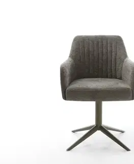 Jedálenské stoličky DELIFE Jedálenská stolička Greg-Flex bouclé mäkký tmavobéžová podstava efektové prevedenie titán otočný o 360° hojdacia funkcia vrecková pružina
