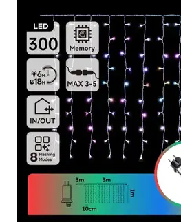 LED osvetlenie  B.V.  - LED RGBY vonkajší vianočný reťazec 300xLED/6W/230V/8 funkcií 3x1m IP44 + DO B10303S7F