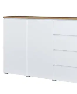 Komody so zásuvkami a dvierkami Komoda 2d4s Modo 45 Dub Mauvella/Biely