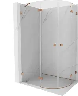 Sprchovacie kúty MEXEN/S - Lunar sprchovací kút štvrťkruh krídlový ľavá 100 x 90, transparent, meď kartáčovaná 833-100L-090P-65-00