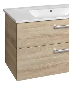 Kúpeľňový nábytok AQUALINE - VEGA umývadlová skrinka 97x60x43,8cm, 2x zásuvka, dub platin VG903
