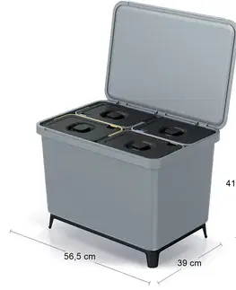 Odpadkové koše NABBI NKS60W4 odpadkový kôš na triedený odpad 40 l svetlosivá