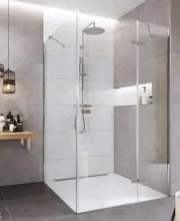 Sprchovacie kúty Mereo Sprchovací kút, Novea, obdĺžnik, pántový, 90x80 cm, chróm ALU, sklo Číre, dvere pravé a pevný diel CK10214ZP