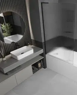 Sprchové dvere MEXEN/S - Next L vaňová zástena FIX 100 x 150, prúžky, čierna 895-100-000-03-09-70