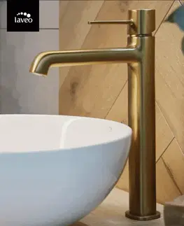 Kúpeľňové batérie Laveo - Pola - stojanková umývadlová batéria na dosk, zlatou kartáčované BAP_G2NB