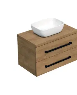 Kúpeľňový nábytok Kúpeľňová skrinka s čiernou úchytkou a krycou doskou SAT Cube Way 80x47, 5x46 cm dub Hickory mat CUBE46C803DH45 CUBE46C803DH45