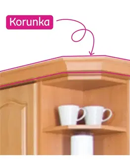 Kuchynské horné skrinky KONDELA Lora New MDF LC Klasik koruna ku kuchynskej skrinke jelša