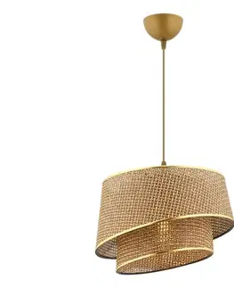 Svietidlá  Závesný luster BARETTE na lanku 1xE27/60W/230V hnedá/zlatá 390FLH2481