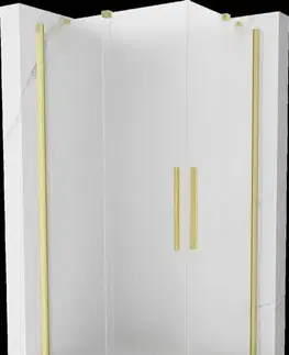 Sprchovacie kúty MEXEN/S - Velar Duo sprchovací kút, posuvné dvere 100 x 90, dekor, zlato kartáčovaná 871-100-090-32-55
