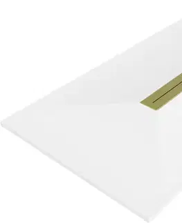 Vane MEXEN/S - Toro obdĺžniková sprchová vanička SMC 150 x 70, biela, mriežka zlatá 43107015-G