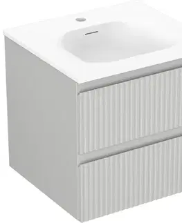 Kúpeľňový nábytok MEXEN/S - Rivel kúpeľňová skrinka 50 cm s umývadlom Vela, 2 zásuvky, reliéf, šedá mat/biela mat 91A20-05047-2-BFF62-W23M01