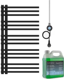 Doplnky do kúpeľne CERANO - Kúpeľňový elektrický radiátorový set Burke - Ľ/P - WIFI - 300W - čierna matná - 900x500 mm CER-336436