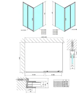 Sprchové dvere POLYSAN - EASY BLACK obdĺžniková sprchová zástena 1200x700 L/P varianta EL1215B-01