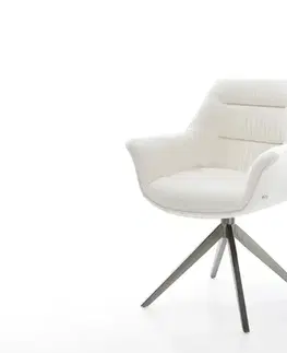 Jedálenské stoličky DELIFE Jedálenská stolička Kaira-Flex bouclé mäkký béžová krížová podstava široká grafitová 360° otočná s hojdacou funkciou
