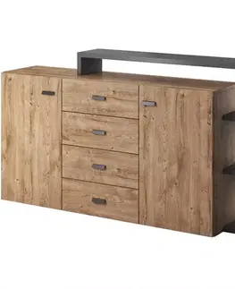 Komody do spálne Komoda Bota 27 2d 4s Antracit/Dub Ribbec