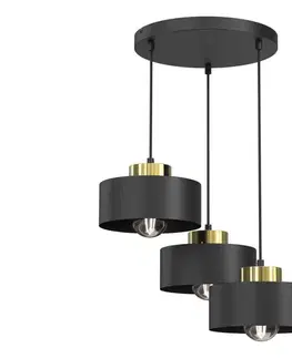 Svietidlá  Luster na lanku MARTI 3xE27/15W/230V čierna/zlatá 9999