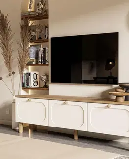 TV stolíky LEMANS TV stolík na nožičkách, biela/sepet