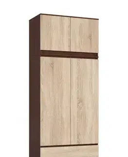 Šatníkové skrine Šatníková skriňa POKI90, wenge / dub Sonoma