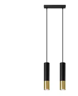 Svietidlá  SL.0953 - Luster na lanku LOOPEZ 2xGU10/10W/230V čierna/zlatá SL.0953