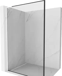 Sprchové dvere MEXEN/S - Kioto L Sprchová zástena WALK-IN 90 x 200, čierny vzor, biela 800-090-103-20-70
