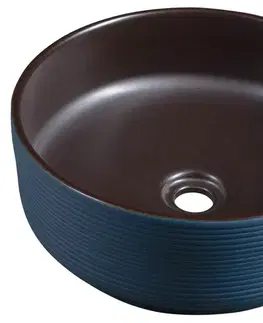 Umývadlá SAPHO - PRIORI keramické umývadlo na dosku, priemer 41cm, hnedá/modrá PI033