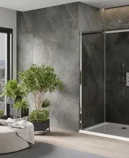 Vane MEXEN/S - Omega sprchovací kút 130 x 100, grafit, chróm + vanička vrátane sifónu 825-130-100-01-40-4010